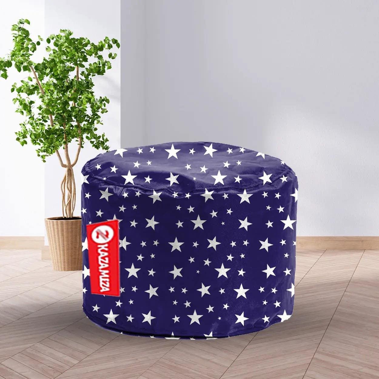 Kazamezza Sabia Pouf - Velvet & Linen, Multi Color, 40x40x27, Foam Upholstery