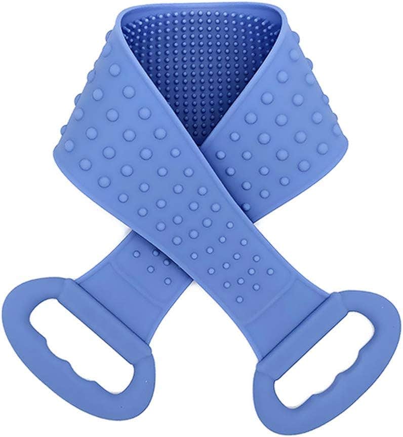 Extra Long Silicone Back Scrubber for Shower, Massage & Exfoliation - Blue
