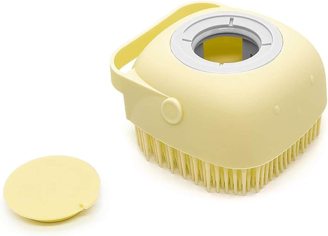 Ratgoo Silicone Bath & Shower Brush with Soap Dispenser - Yellow