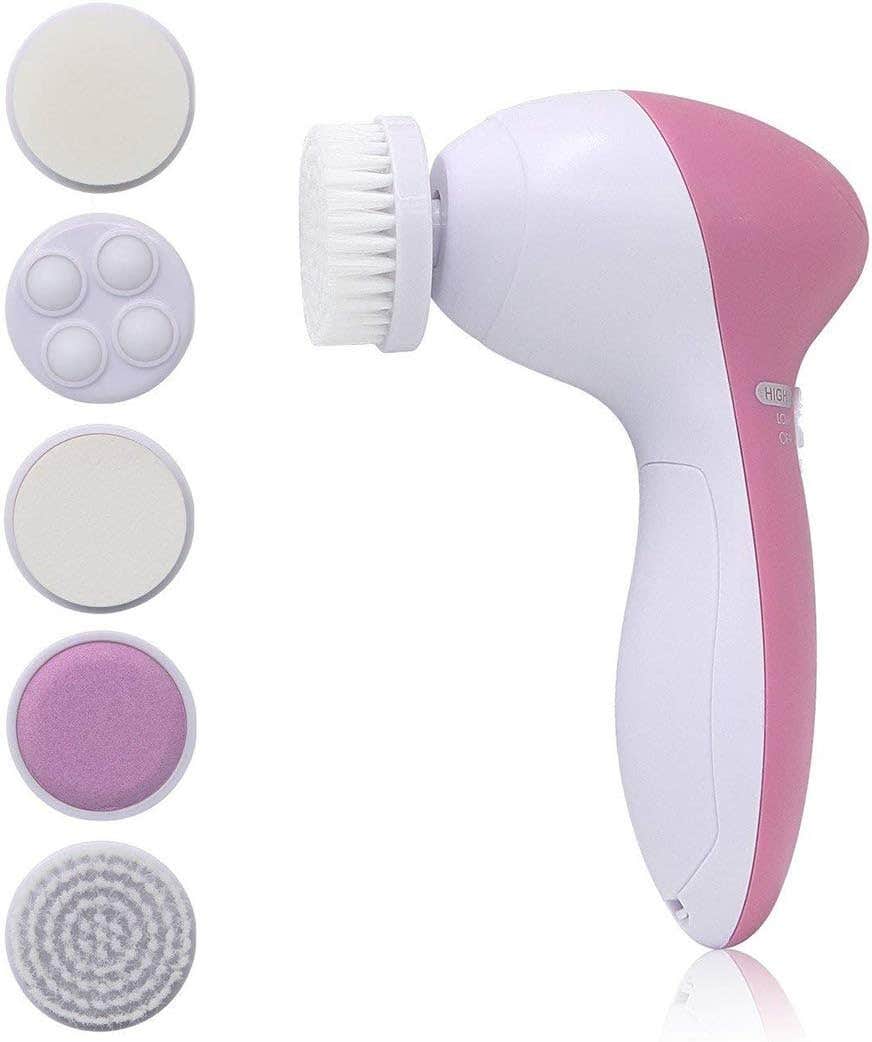 PIXNOR Waterproof Facial Cleansing Brush with 5 Brush Heads