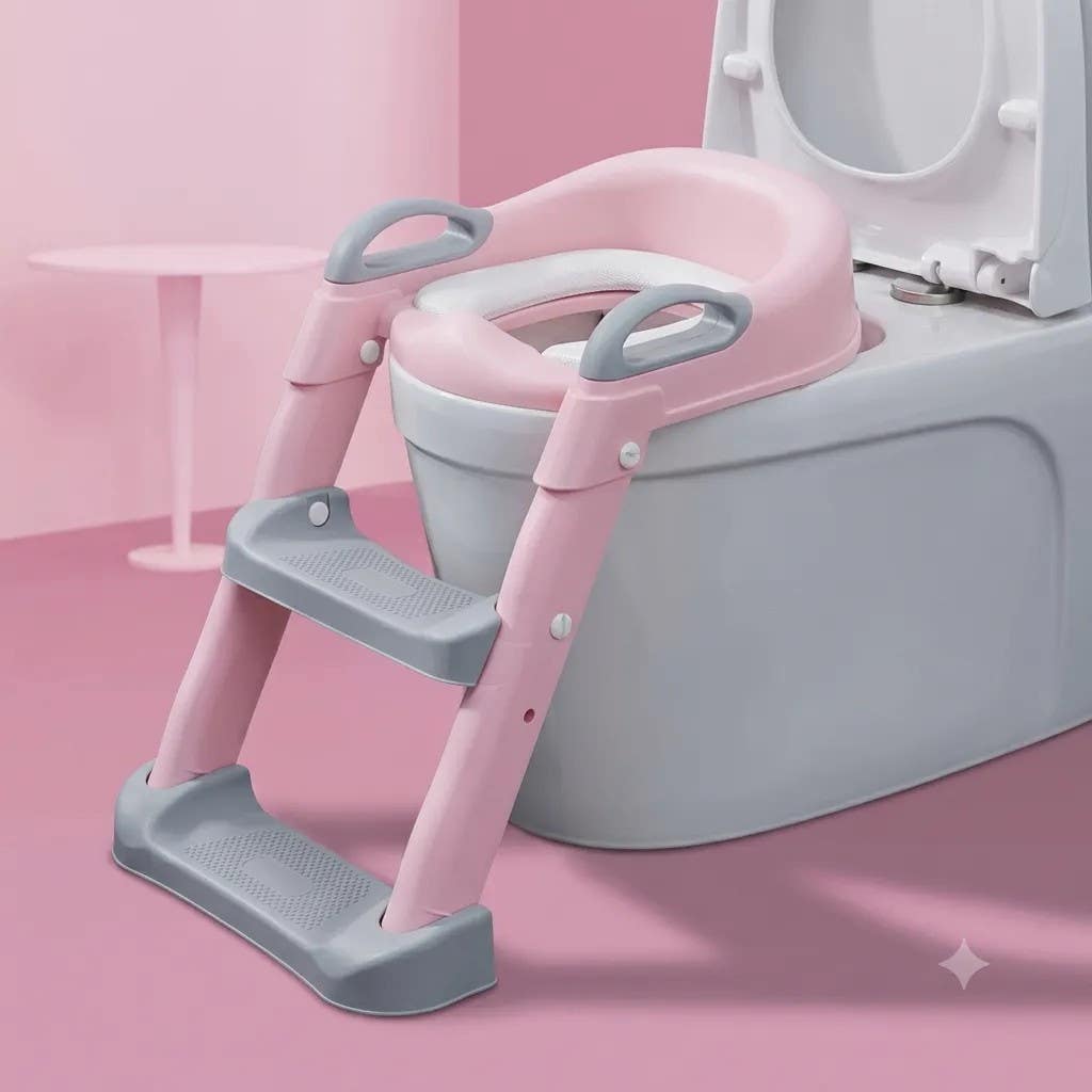 Children's Toilet Training Seat with Ladder, Pink | Safe & Easy Potty Training