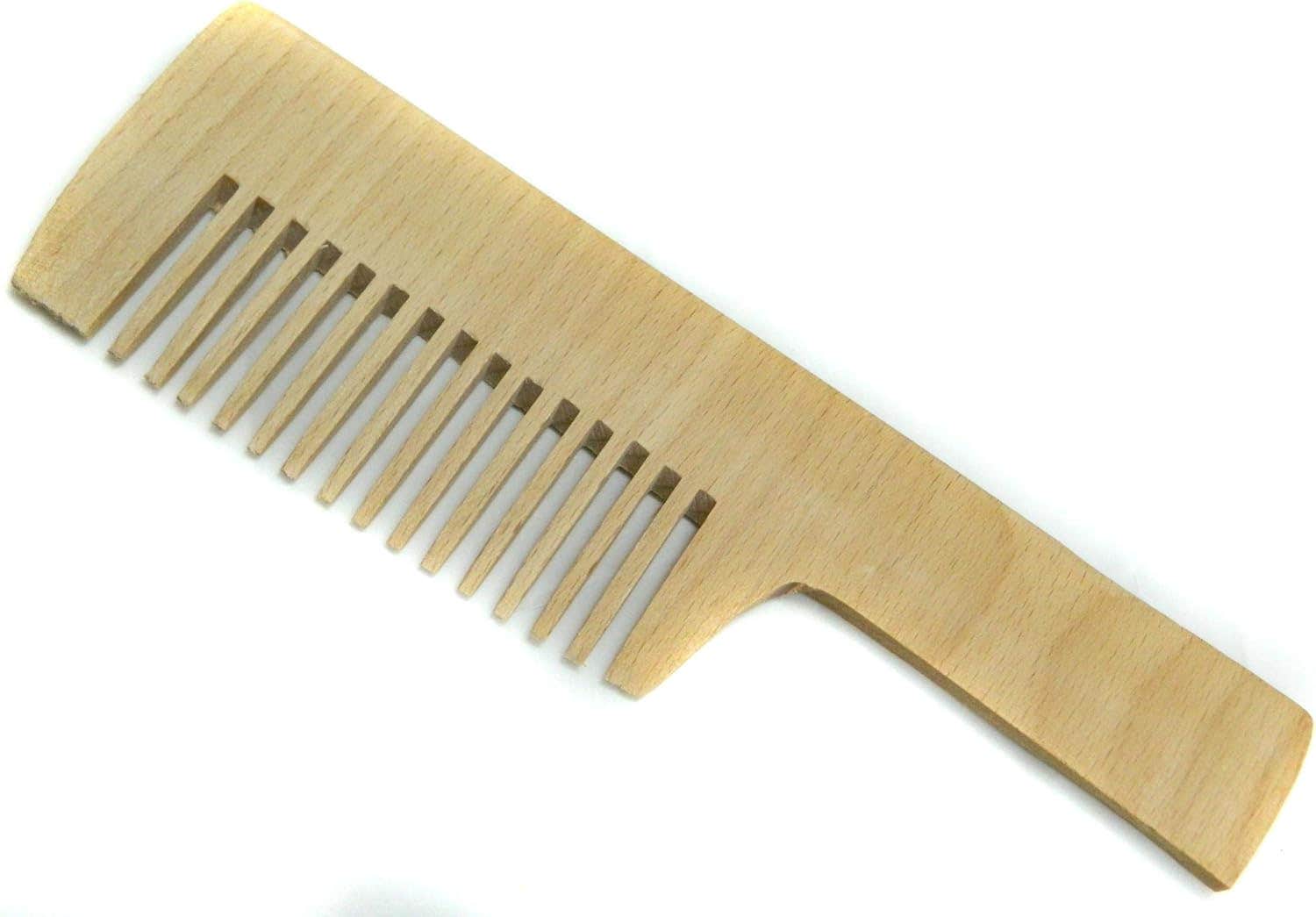 Natural Wood Wide Tooth Hand Comb for All Hair Types - 8.5 x 2