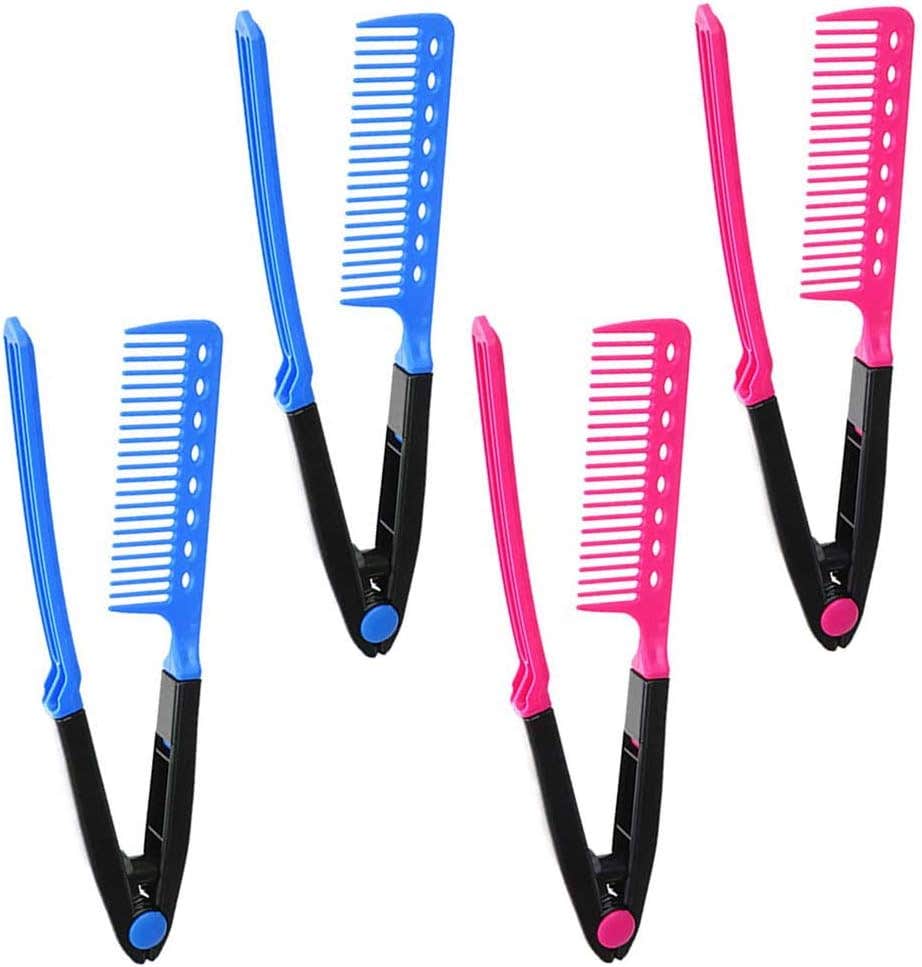 VinBee 4 Pack V-Shaped Straightening Combs for Women - Salon Hair Styling Kit