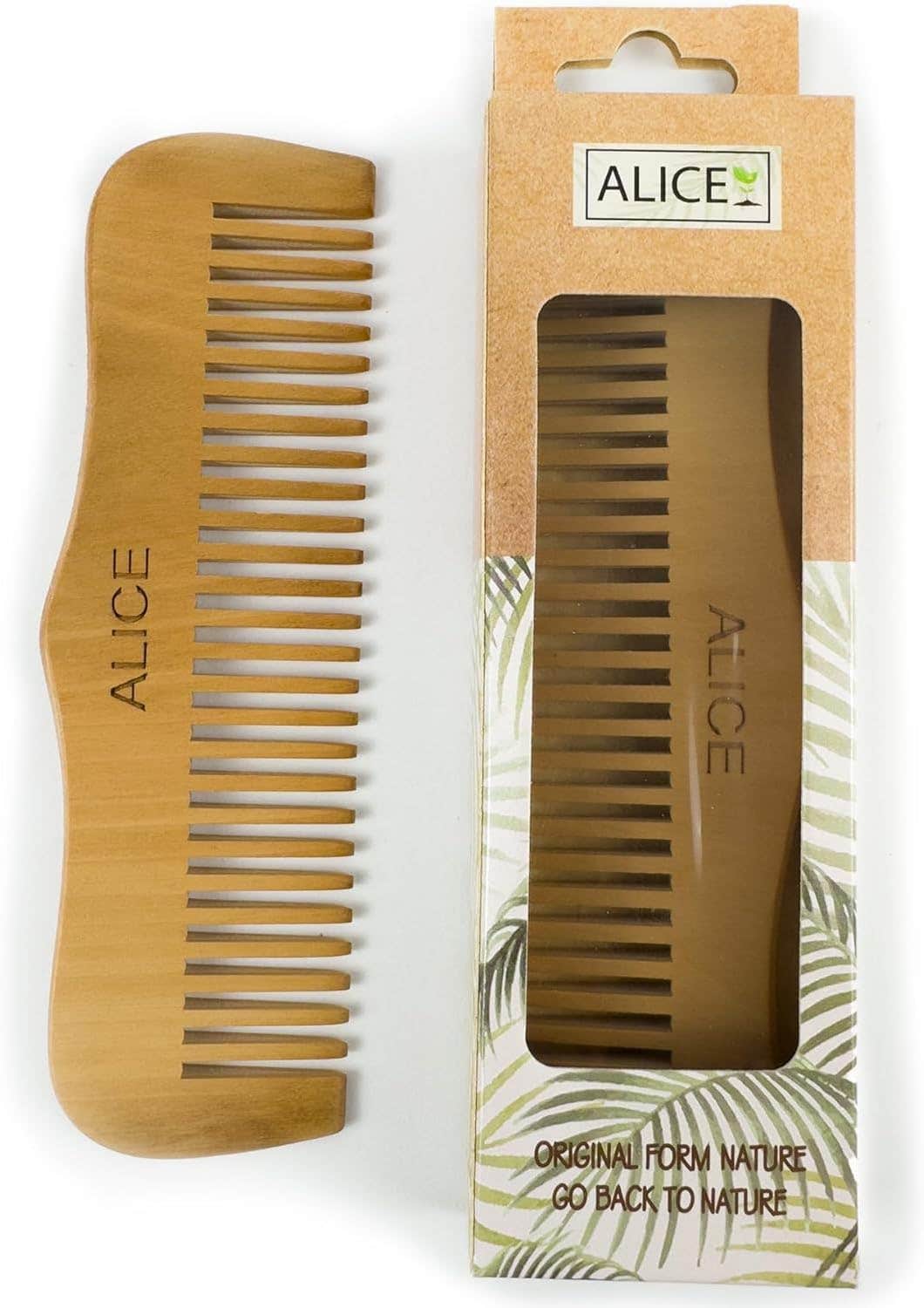 Alice Wooden Hair Comb - Natural Wood, Anti-Frizz, Gentle on Scalp