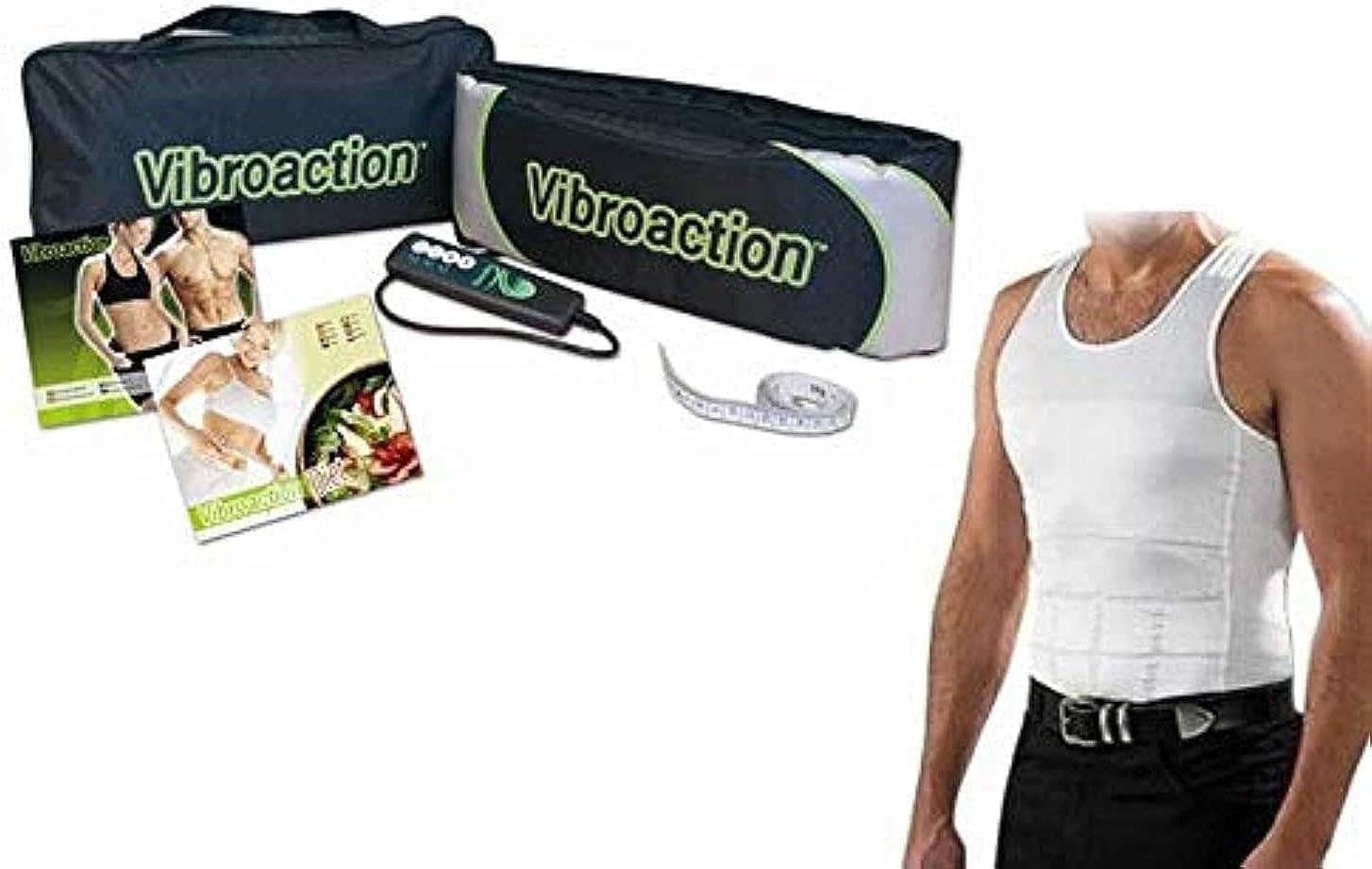 Slimming Massage Belt And Slim’N Lift Slimming Shirt For Men ‫(White, X-Large)