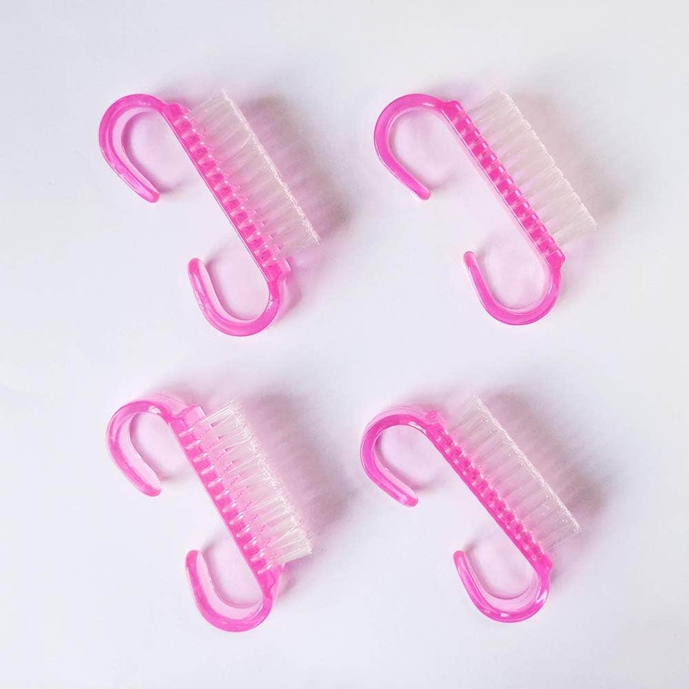 Avarosa Nail Brushes Set, Pack of 4, Scrubbing Cleaning Brush, Pedicure Brushes, Premium Quality and High Performance, Plastic Handle, Ergonomic Design, Smooth Texture. (Transparent Pink)