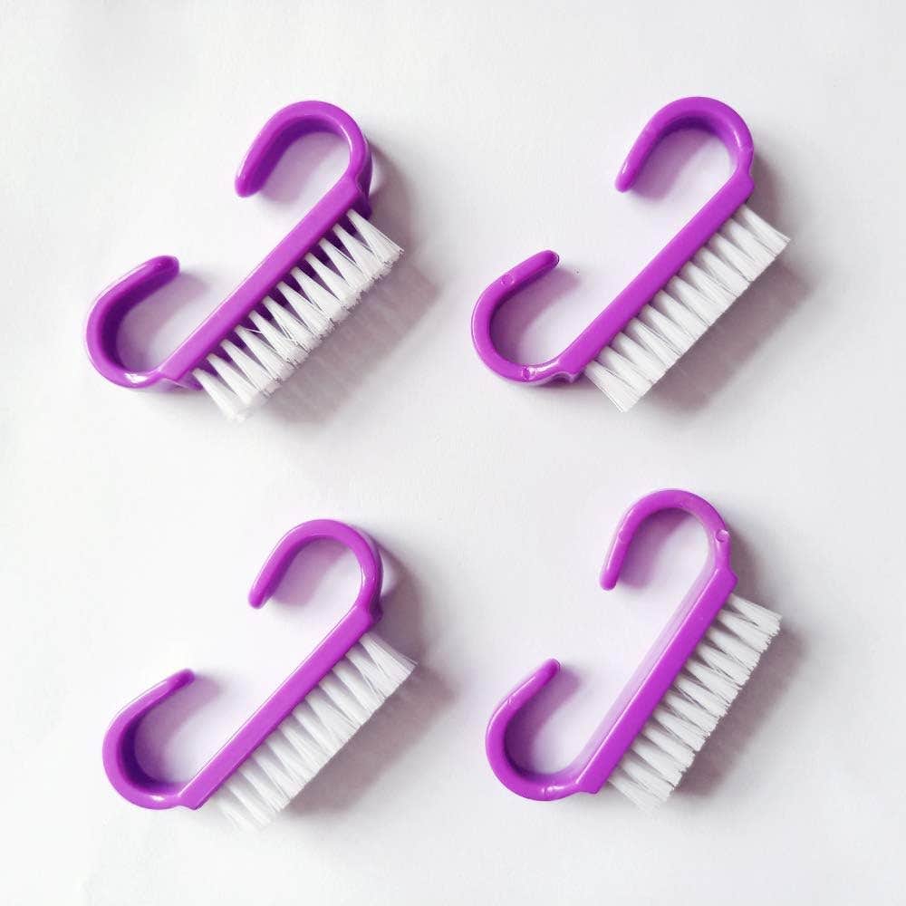 Avarosa Nail Brushes Set, Pack of 4, Scrubbing Cleaning Brush, Pedicure Brushes, Premium Quality and High Performance, Plastic Handle, Ergonomic Design, Smooth Texture. (Purple)