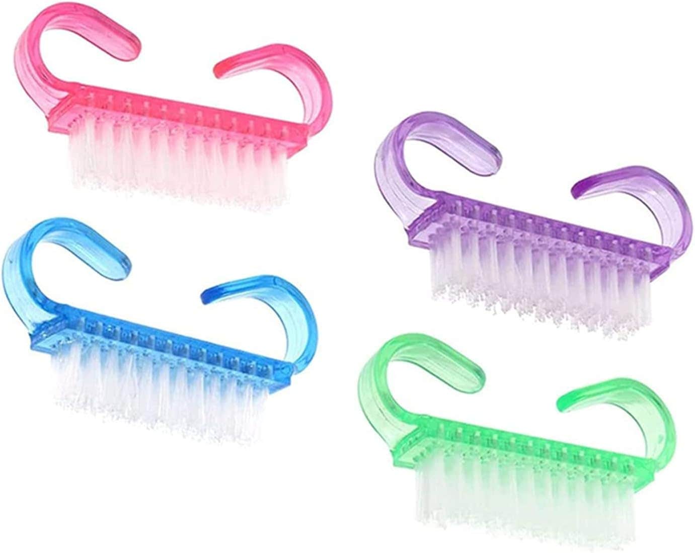 Nail Clean Brush,4 Pieces Handle Nail Brushk, Nail Hand Scrubbing Cleaning Brush, Plastic Clean Brush,for Toes, Nails,Garden, Home & Salon Use