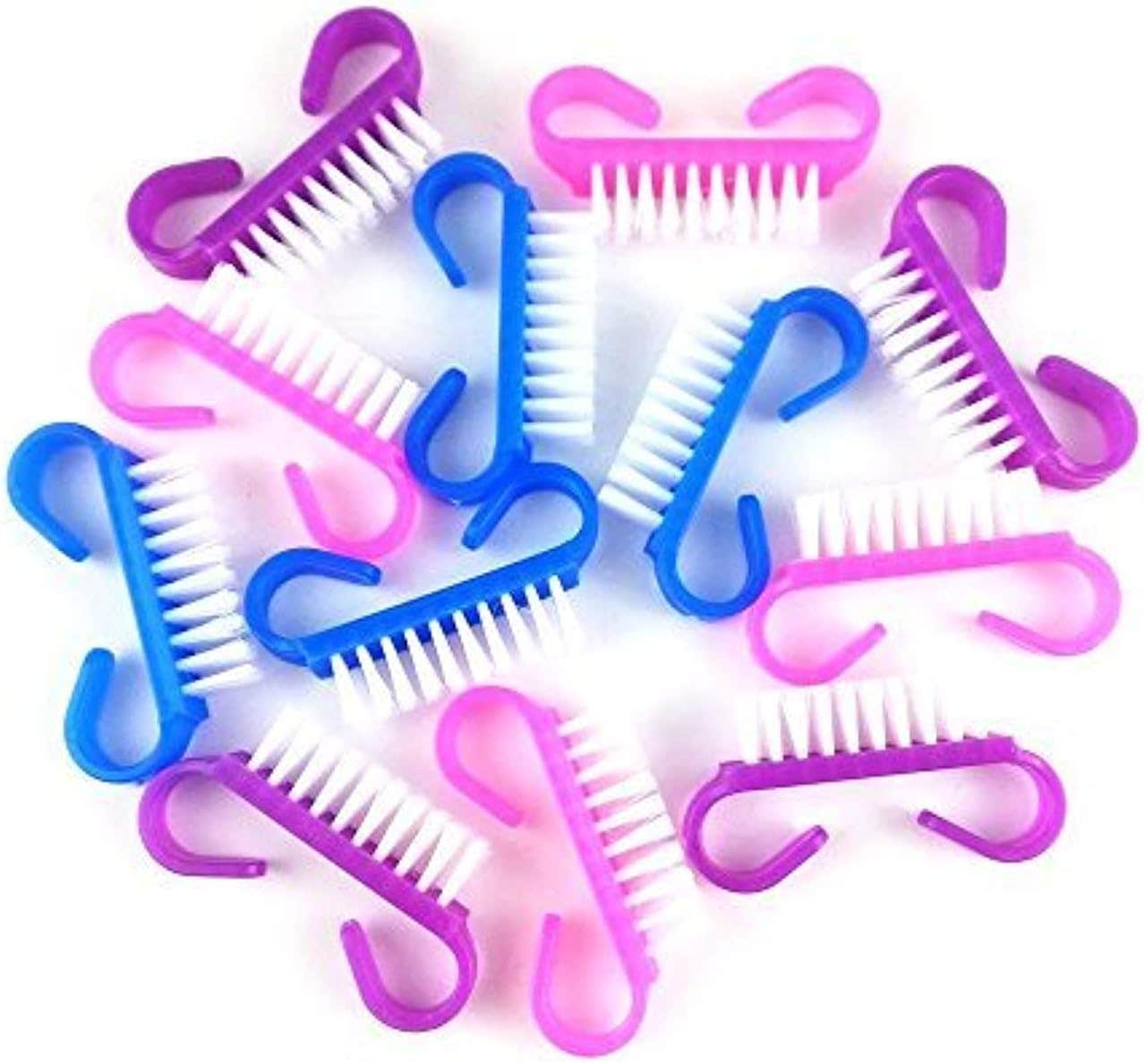 Yueton 12 Pieces Colorful Nail Art Dust Clean Poly Bristles Brush with Handle