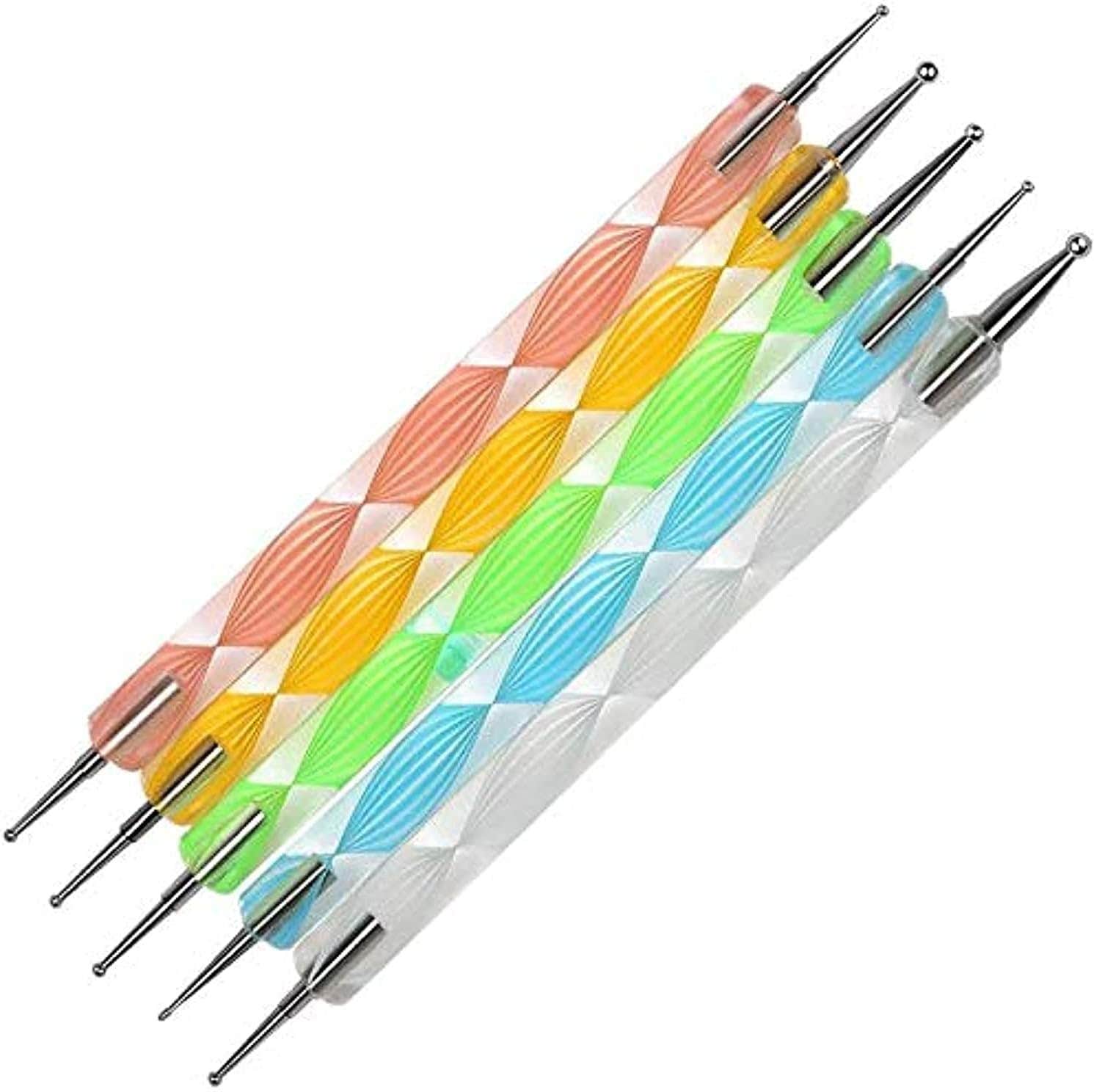 2-way Double Ended Marbleizing Nail Dotting Tools Detailing Pen Set for Embossing Pattern, Clay, Sculpting