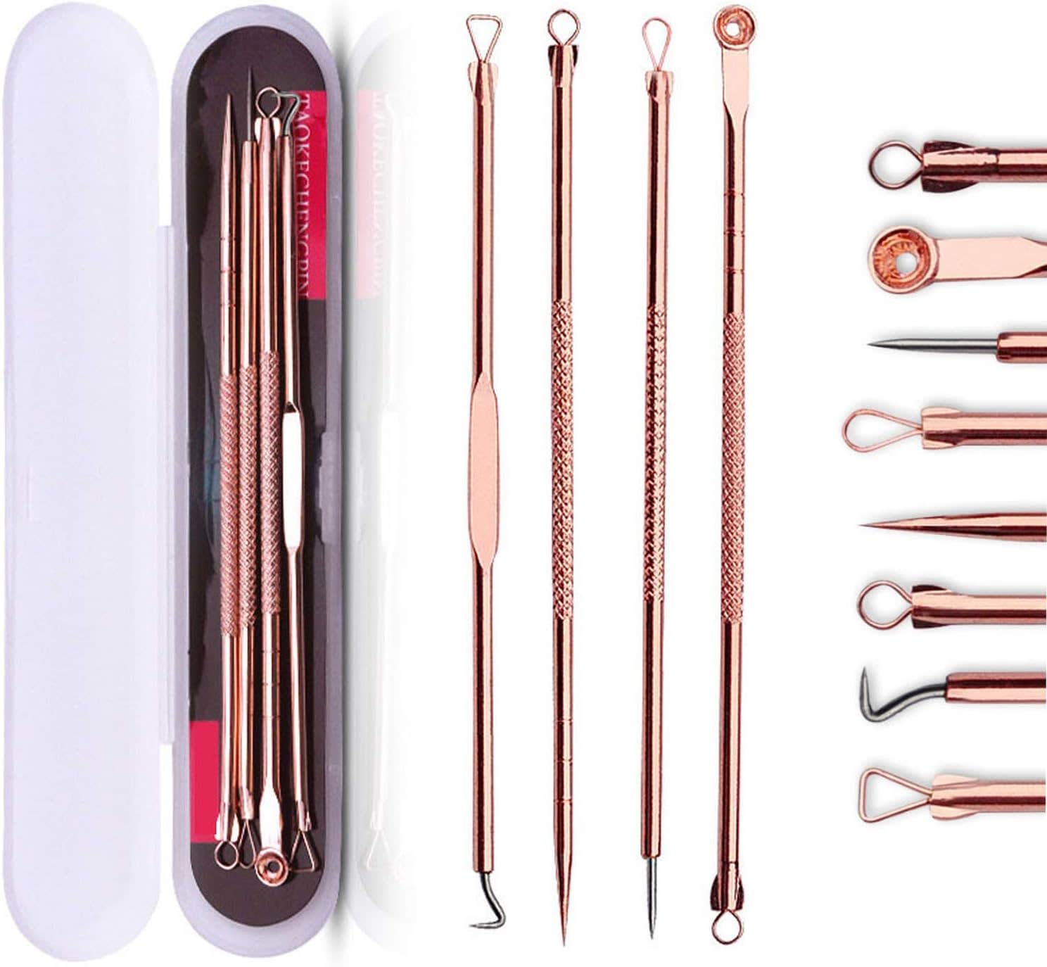 DELFINO Blackhead Remover Pimple Popper Tool, Acne Comedone Zit Extractor Kit for Nose Facial Pore, Blemish Whitehead Extraction Popping Needle and Acne Spot Treatment, Stainless Steel