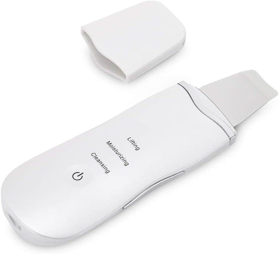 Portable Blackhead Removal Ultrasonic Facial Cleaner Rechargeable Face Skin Scrubber Cleaning Skin Peeling Extractor White