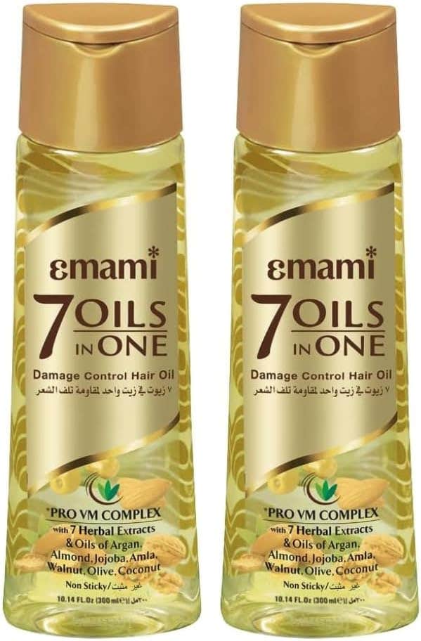 Emami 7 Oils Damage Control Hair Oil | 20X Stronger, 96% Less Hair Fall | Non-Sticky | 300ml (Pack of 2)