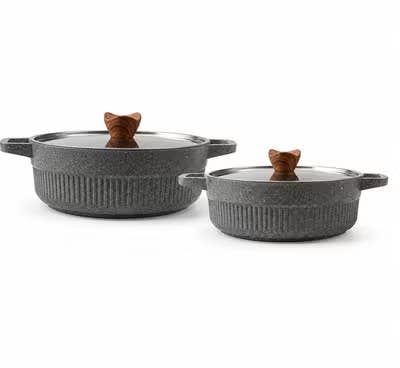 Bianca Malaga Granite Tray Set – 2 Pieces -Grey