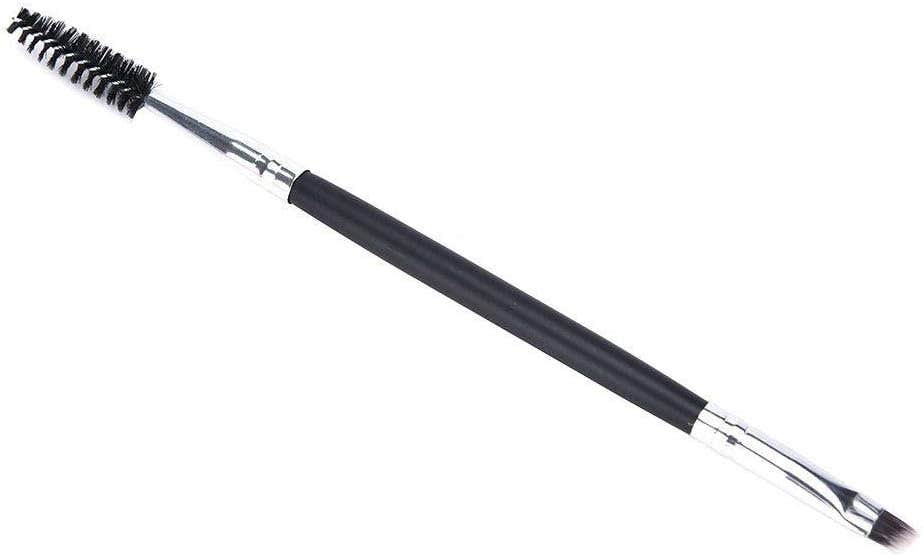 Double-ended plastic eyebrow and eyeliner brush - black