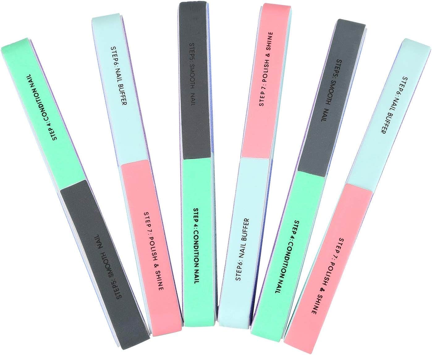 Nail file and cosmetic manicure set, 6 pieces, 7 different methods - multi-colored