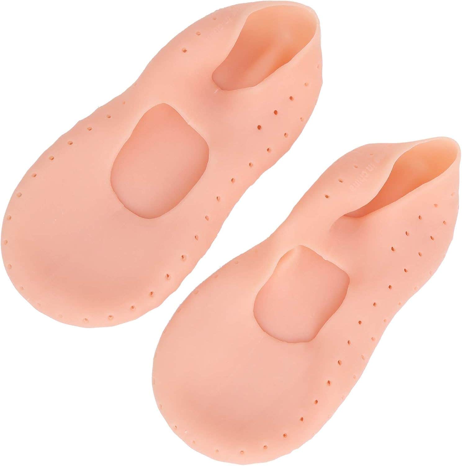 Silicone moisturizing socks for care, protection, and non-slip grip, 2-pack - Beige