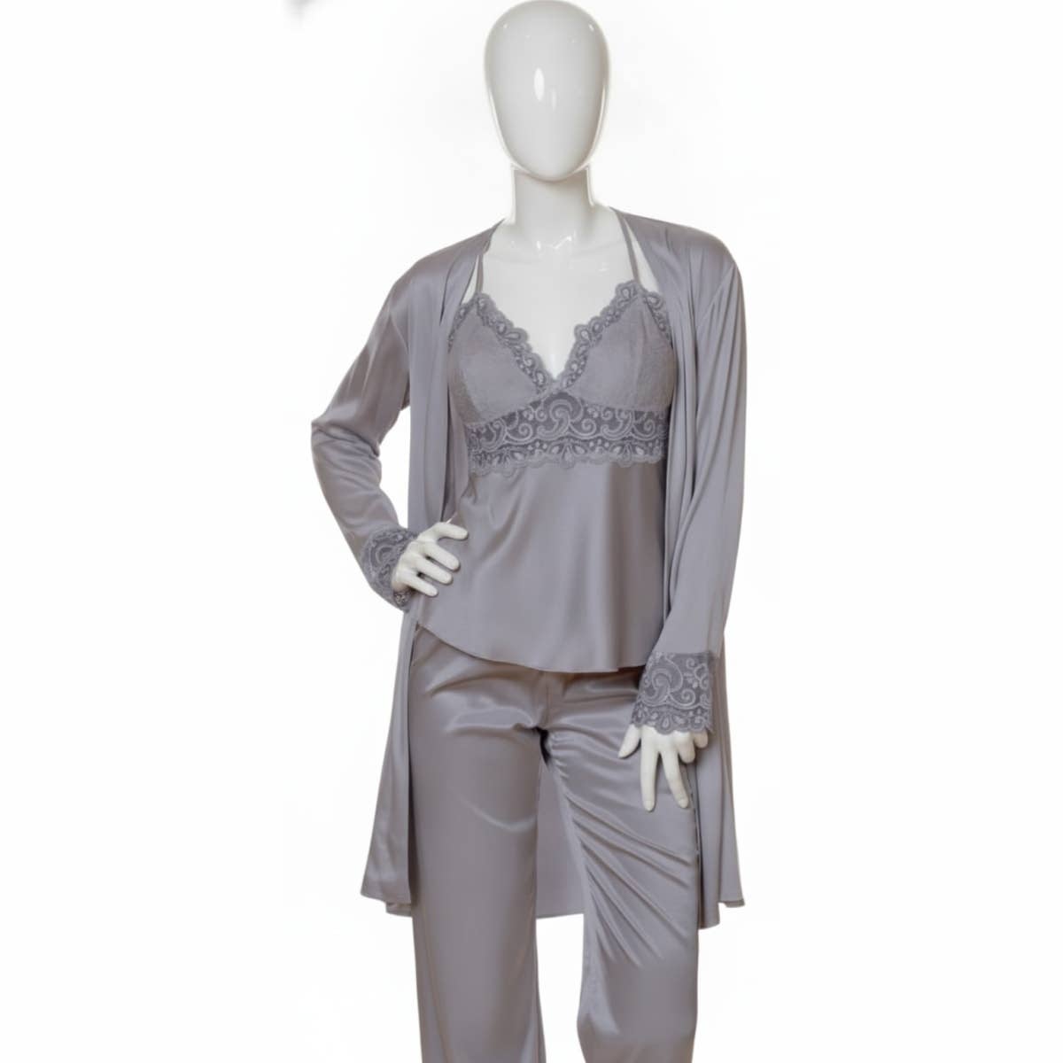 Women's Pajamas - Gamal Sons, Satin, 3-Piece