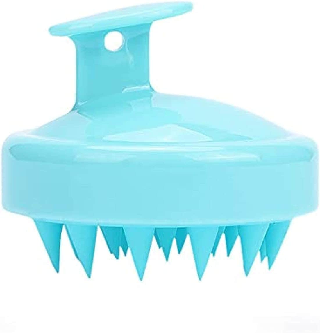 AM Scalp Massager with Silicone Bristles, Blue - Waterproof Hair Brush