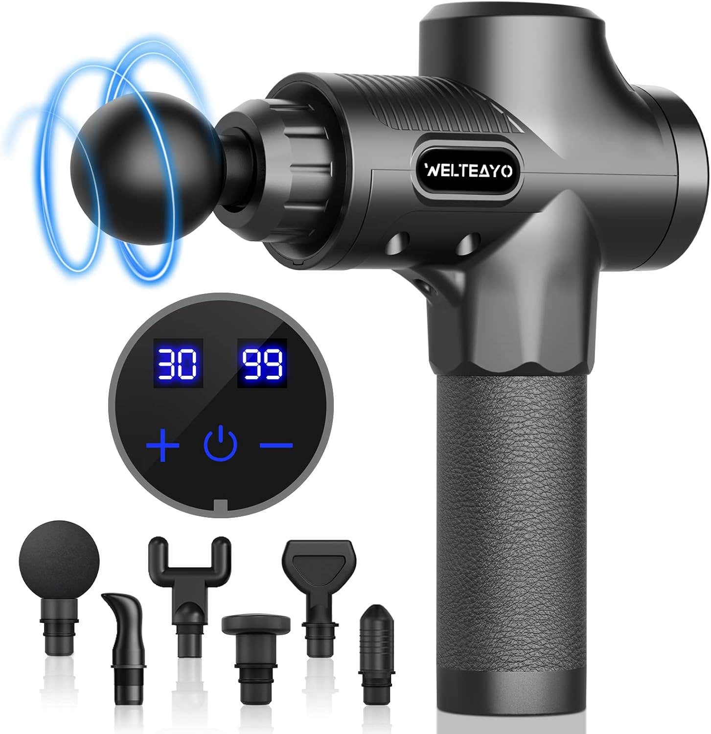 MDHL Muscle Massage Gun, Handheld Deep Tissue Massager for Muscle Relief, Portable Personal Massage Gun for Exercise and Pain Relief (30 Speeds - 6 Heads)