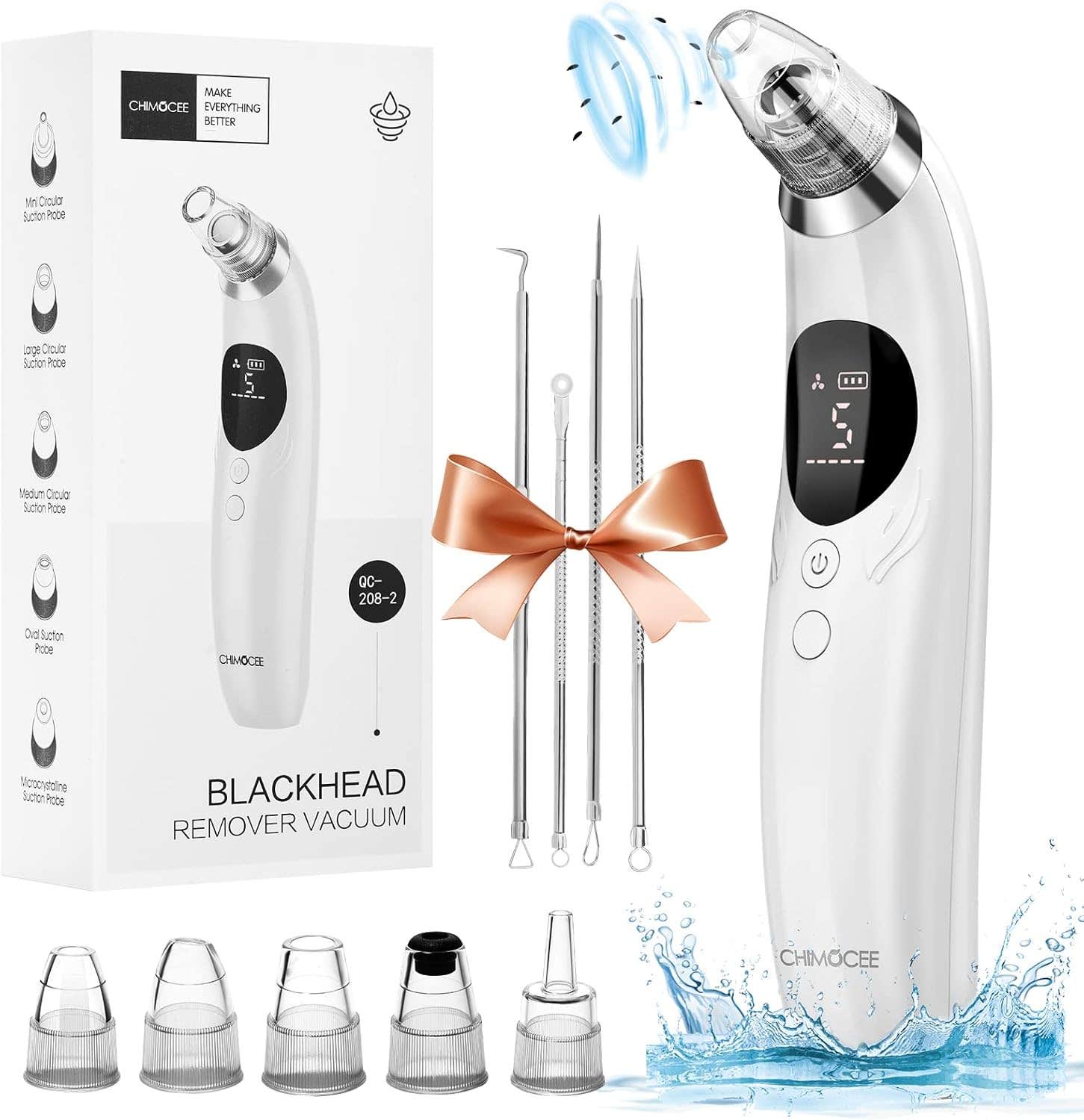 CHIMOCEE Blackhead Remover Pore Vacuum - 5 Suction Power, 5 Probes