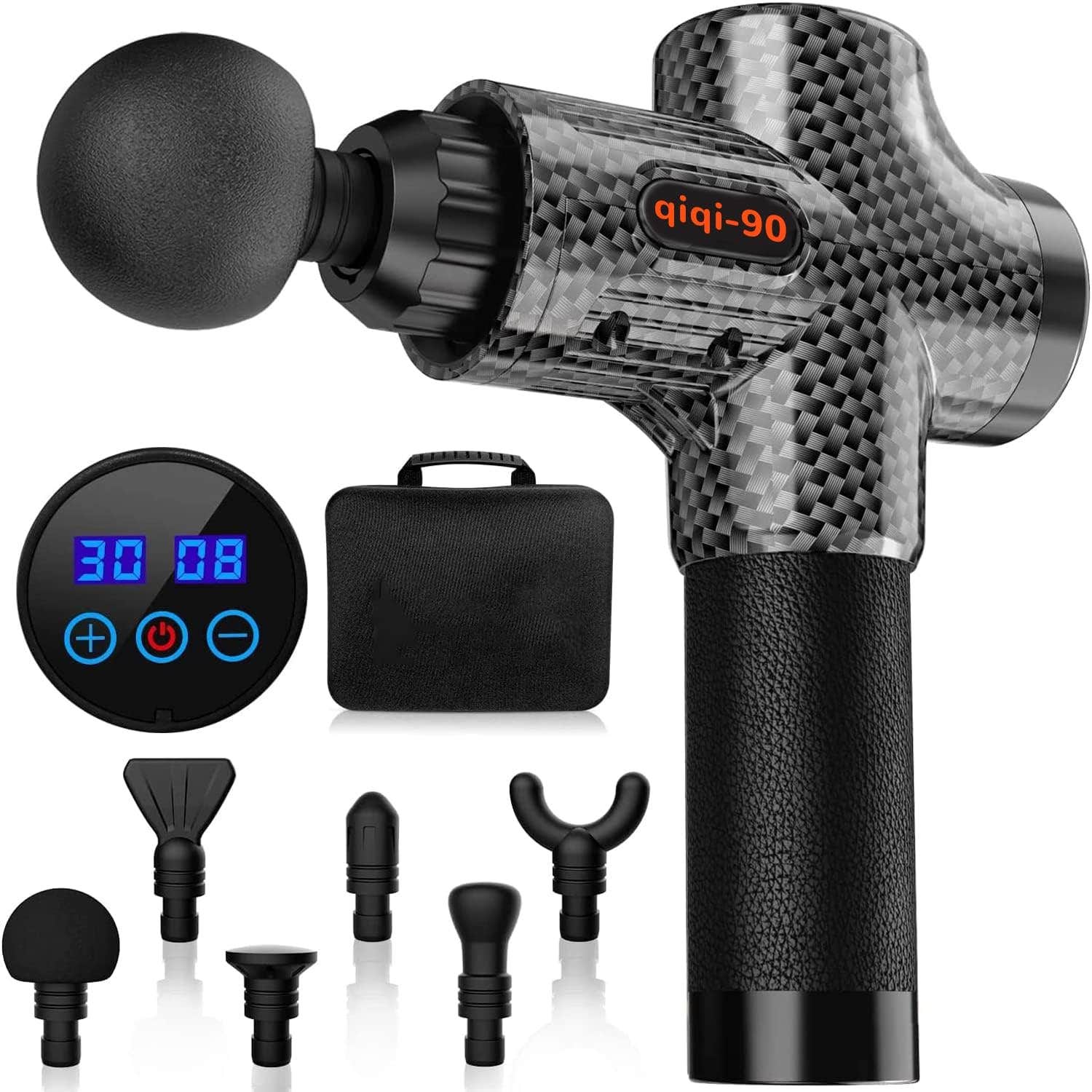 Bermoso Massage Gun with 30 Speeds, 6 Heads & Carry Bag