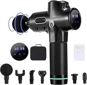 Dr ART Massage Gun with LED Display, 30-80 Speed Settings - Black