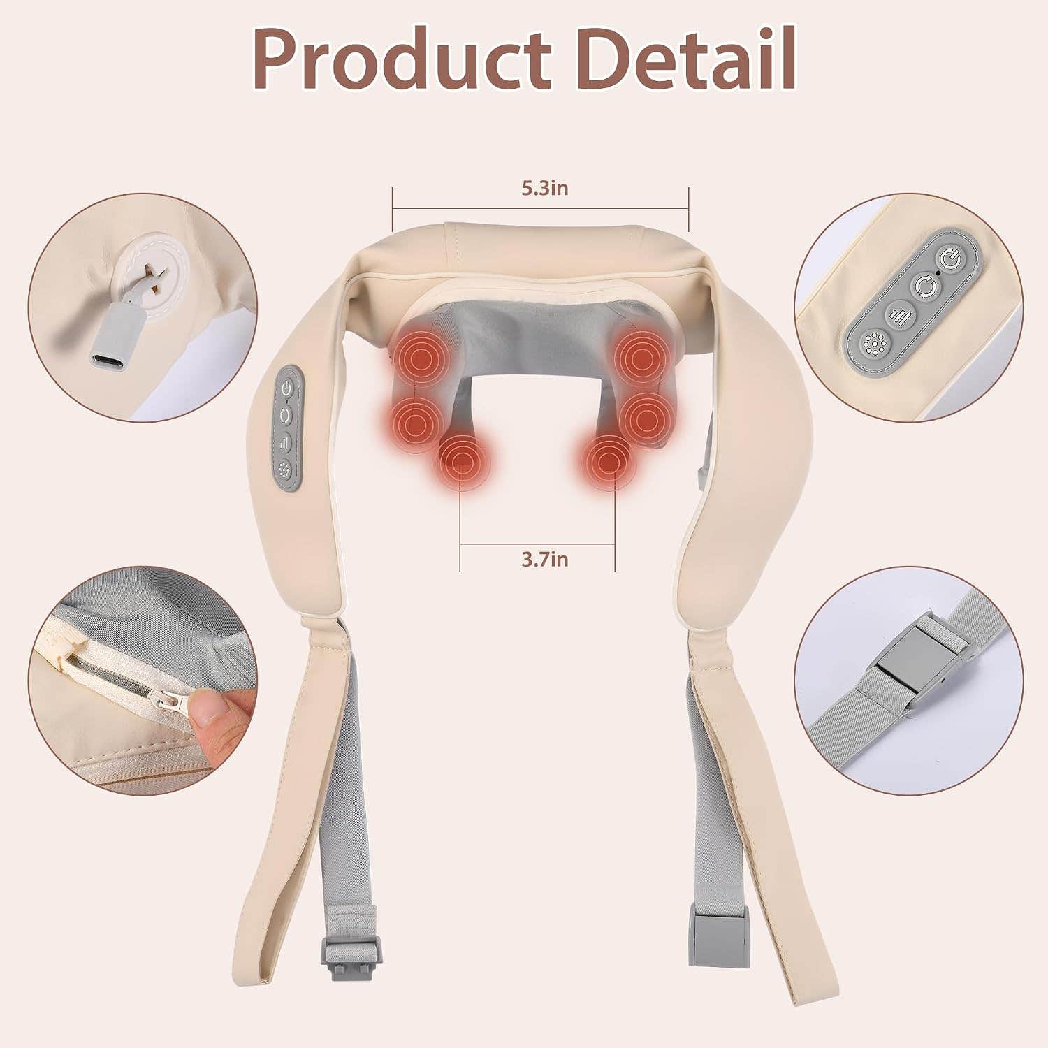 Cordless Neck and Shoulder Massager with Heat, 4D Deep Kneading Shiatsu Back Massager for Pain Relief Deep Tissue, Adjustable Intensity Rechargeable, Gift for Women Men Mom Dad