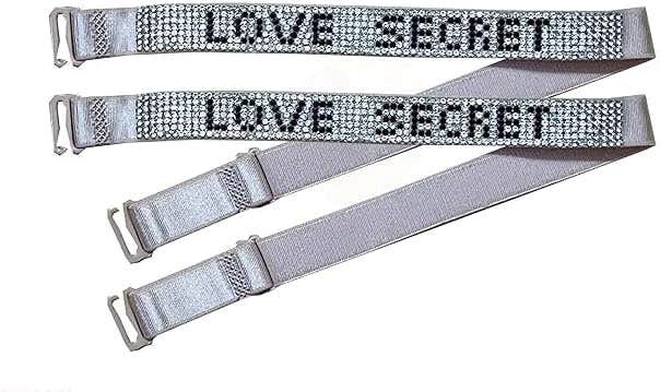 Ghelonadi Rhinestone Studded Spandex Bra Straps, Silver - 1 Pair
