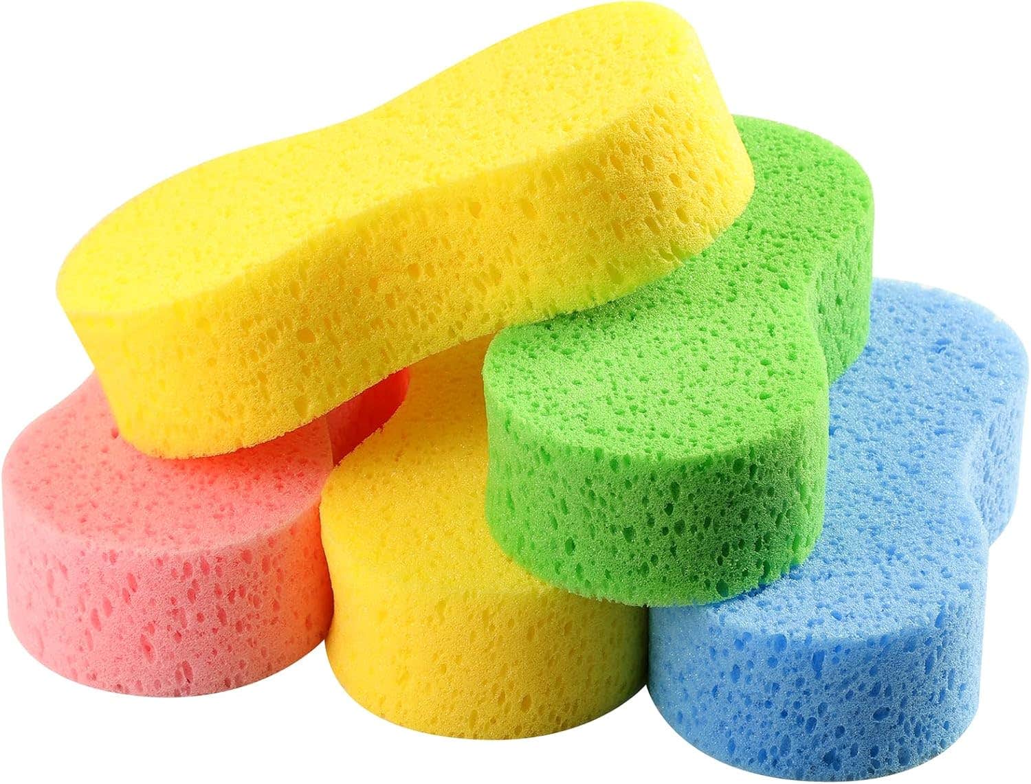 Temede Large Multi-Use Car Wash Sponges - 5-Pack Multicolor Polyester Cleaning Kit