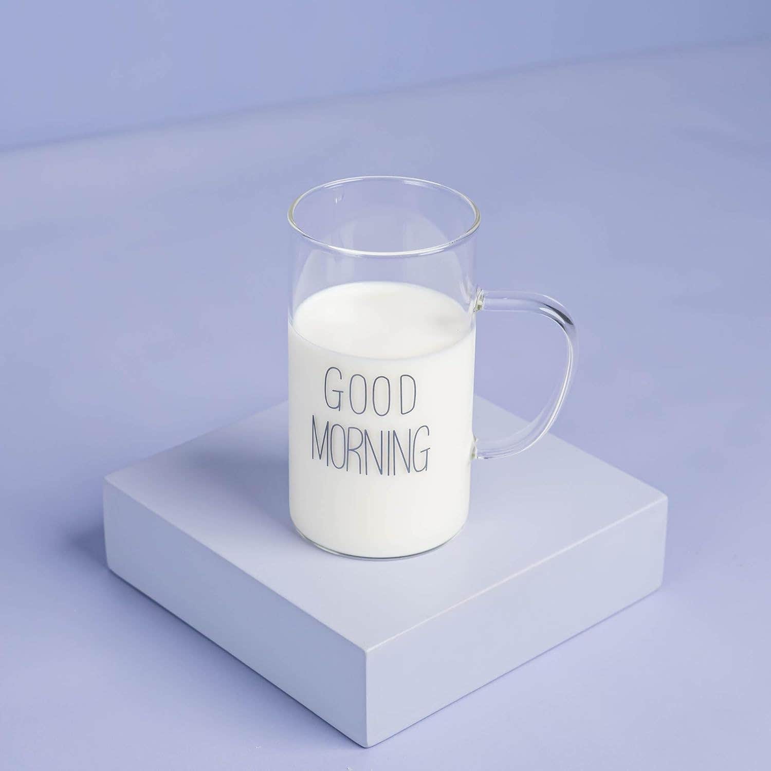 HomePro Good Morning Mug, 200ml Clear Glass Coffee Mug with Handle