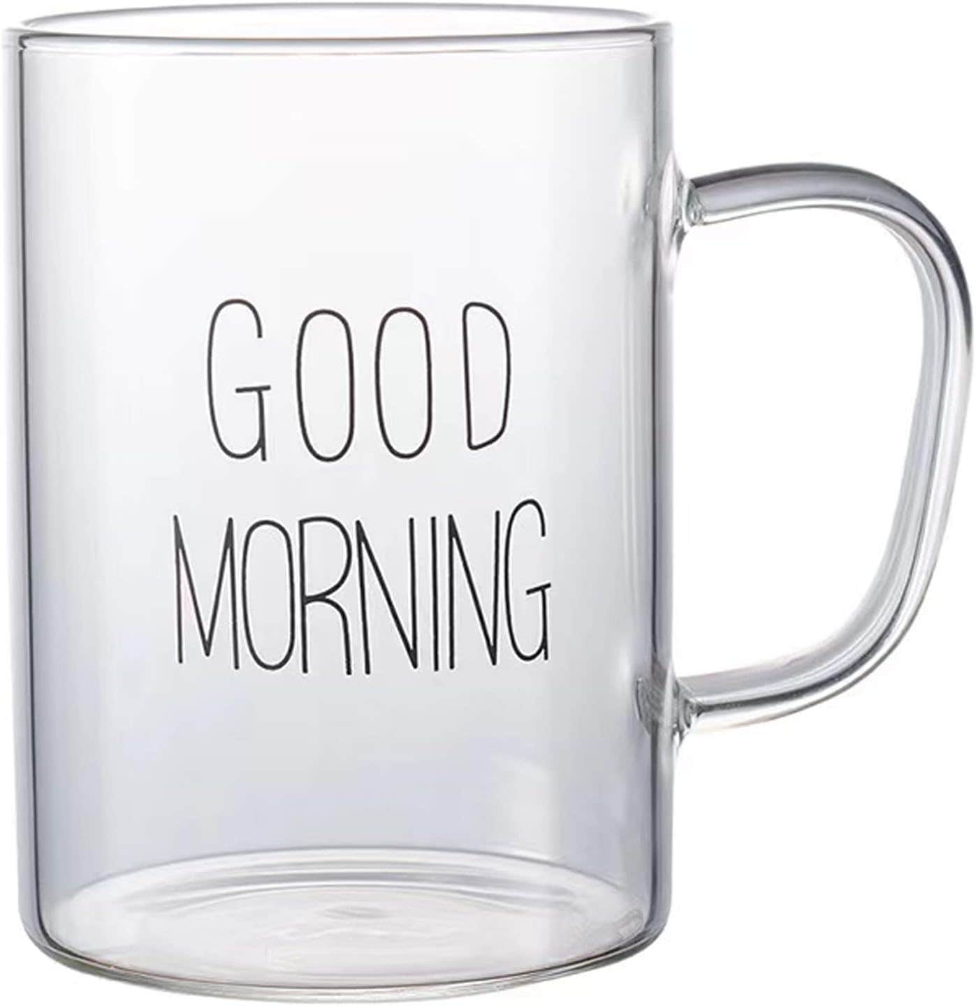 HOMEYES 460ml Clear Glass Coffee Mug for Morning Drinks