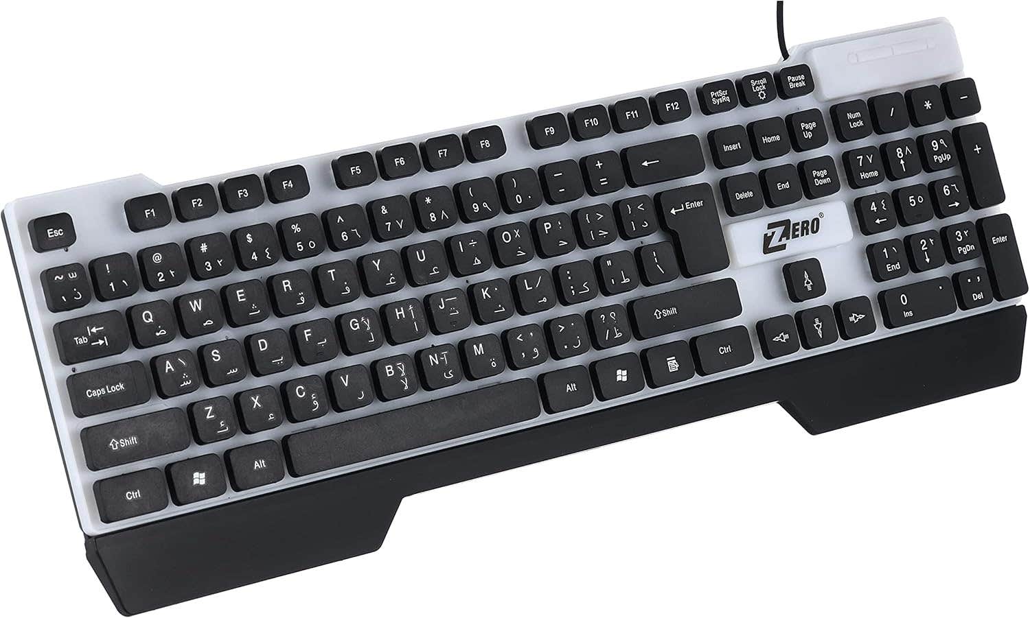 ZERO 2030 USB Multimedia Keyboard - English/Arabic, 104 Keys, Plastic - Multi Color