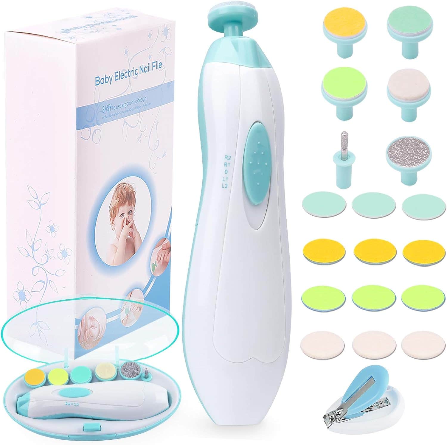 Consevisen Electric Baby Nail Trimmer Kit - 20 in 1 with LED Light
