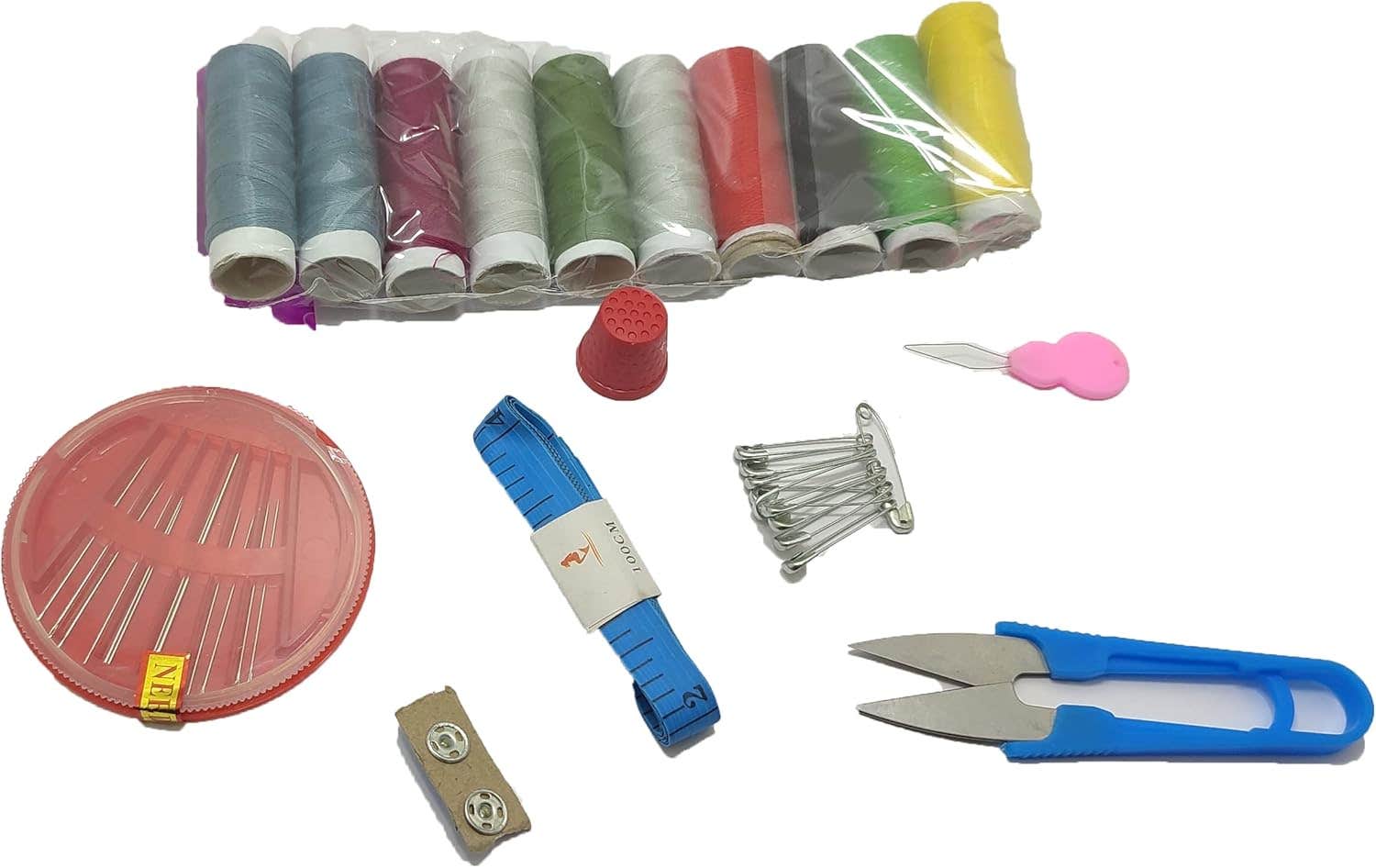 Spaceshoop Small Trip Stitching Box with Cross Stitch Thread Set - 12 Color Threads, Needles, Scissors