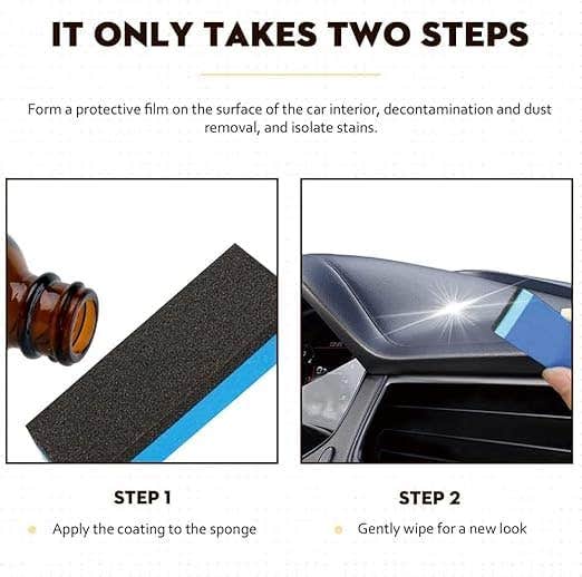 Plastic Parts Crystal Coating Car Dashboard Polish 30ml | Long-Lasting Shine, UV Resistant, Safe for Leather, Includes Sponge & Cloth, 1+ Month Protection