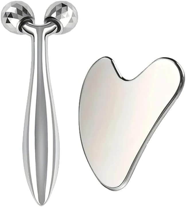 3D Massager Gua sha Roller for for Face, Skin, Neck, Jaw, Eye Massage & Acupressure Therapy On Trigger Point Treatment Scraping 3D Face...