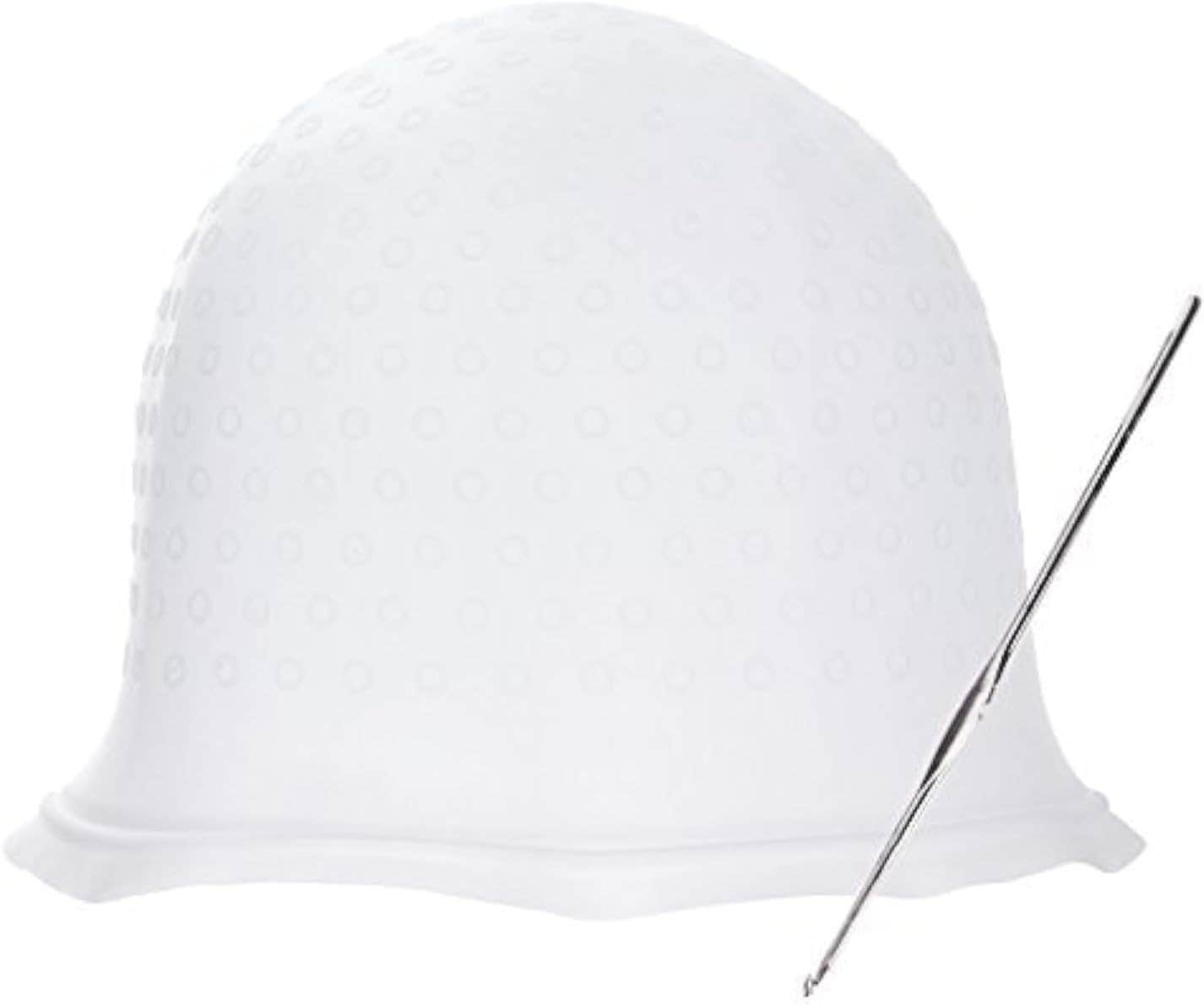 Reusable Hair Coloring Highlighting Cap with Metal Hook - Professional Silicone Cap for Salon & Home Use
