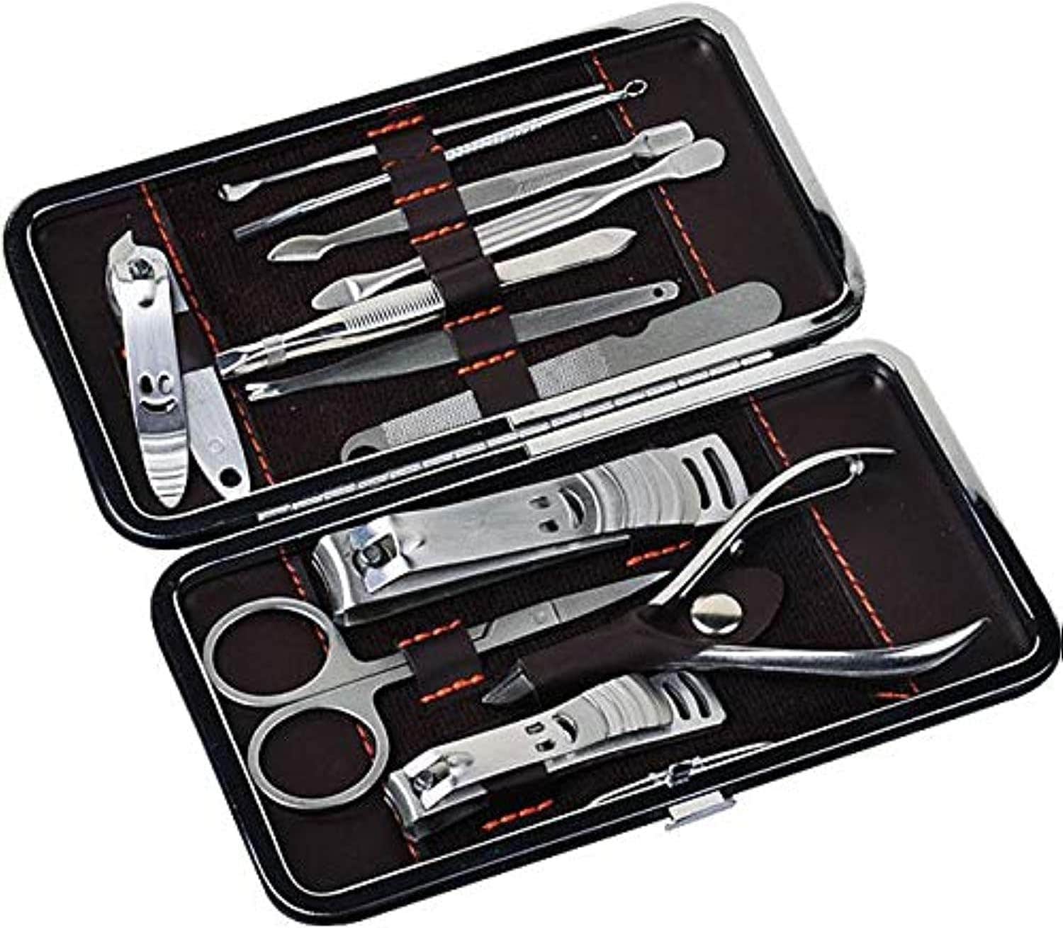 Generic Stainless Steel Personal Manicure & Pedicure Set, 12 Pcs, Metallic, Unisex, Travel & Grooming Kit with Free Delicate Case-nail Scissors