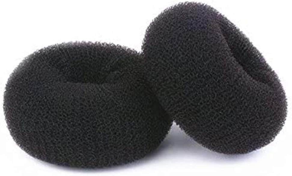 Extra Hair Donut Bun Maker for Kids, Ring Style Bun, 2PCS Chignon Hair Small Doughnut Shaper for Short and Thin Hair (Small, 2.5 Inch/Black）