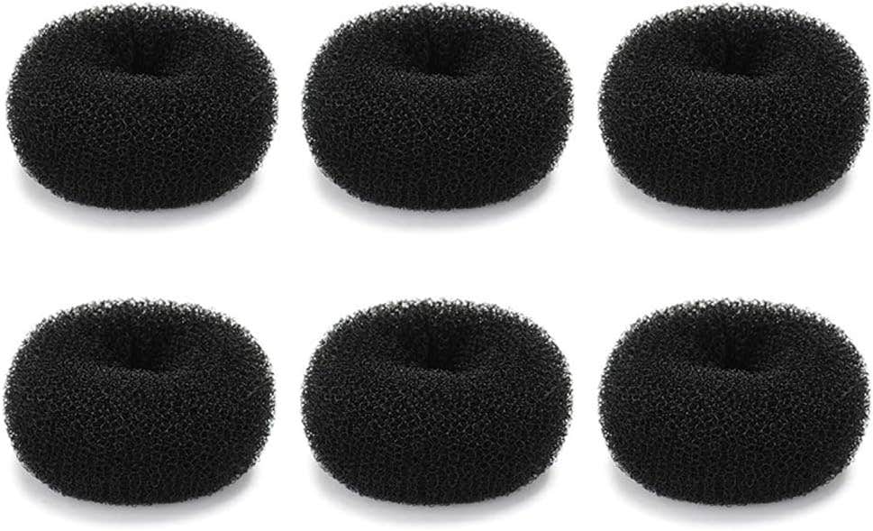 Extra Small Hair Bun Maker for Kids, 6 PCS Chignon Hair Donut Sock Bun Form for Girls, Mini Hair Doughnut Shaper for Short and Thin Hair (Small Size 2 Inch, Black)