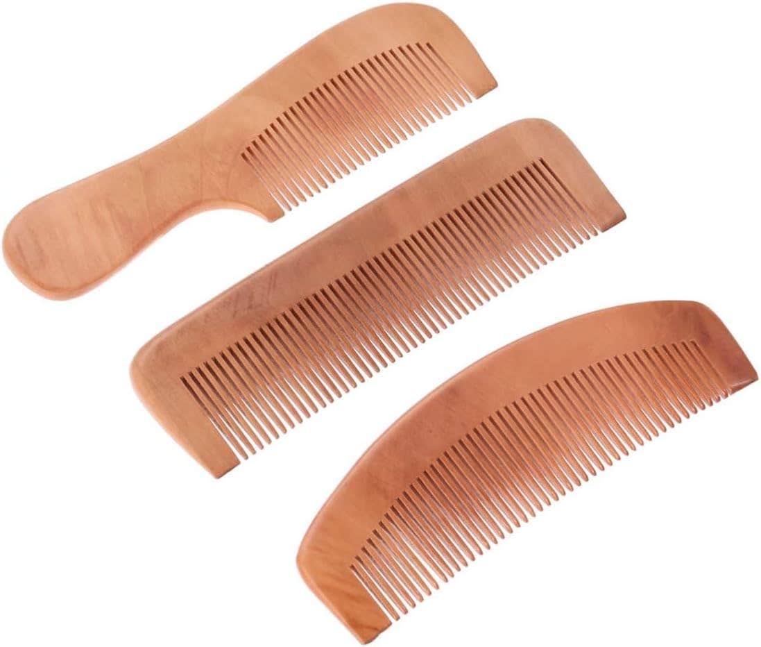 3 Pieces Soft Wooden Hair Combs - Natural Wood Hair Combs - Anti-Static Combs - Wooden Combs - Suitable for All Hair Types, Dry or Wet (Comes in 3 Pieces) Different Shapes