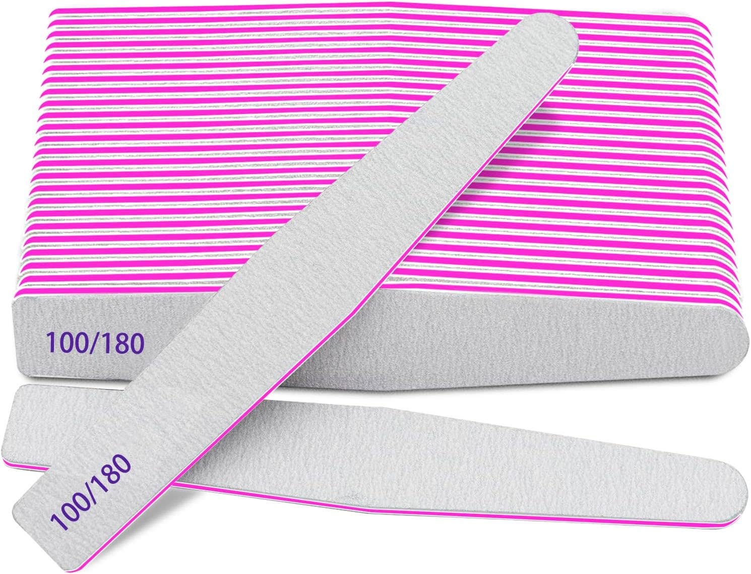 BLESWIN Professional Nail Files, Emery Board Nail File for Natural Nails 100/180/240 Grit Nail Files for Acrylic Nails 12pcs Fine Grit Nail File Manicure Tools Coarse Fingernail Files (100/180 Grit)