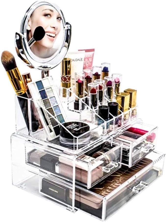 CLICLED Cosmetic makeup organizer rack with 3 drawers and mirror