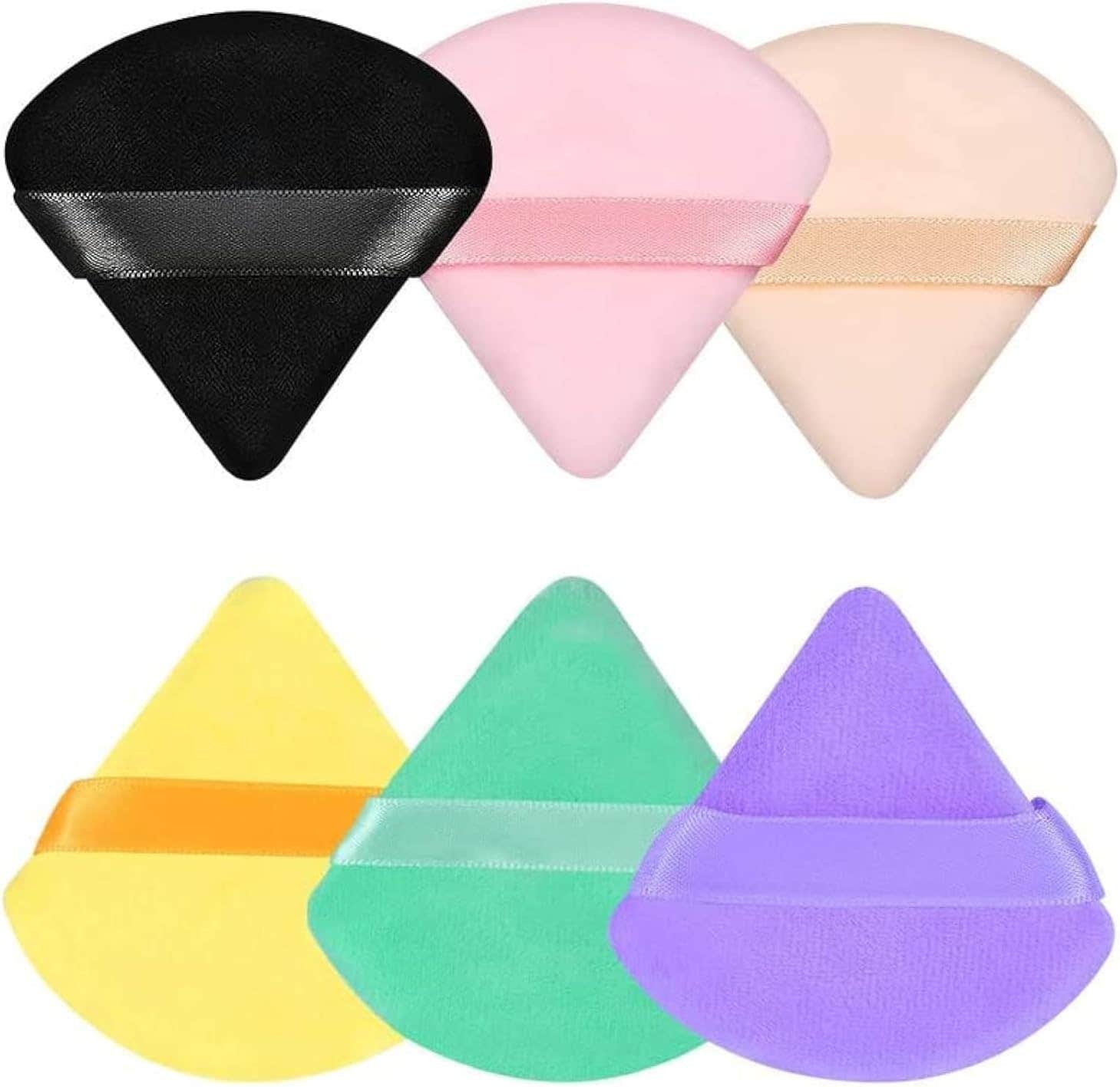 SUNISA 6 Pieces Powder Puff Soft Face Triangle Makeup Puff for Loose Powder Body Cosmetic Foundation Sponges Beauty Blender Makeup Tool Multicolors