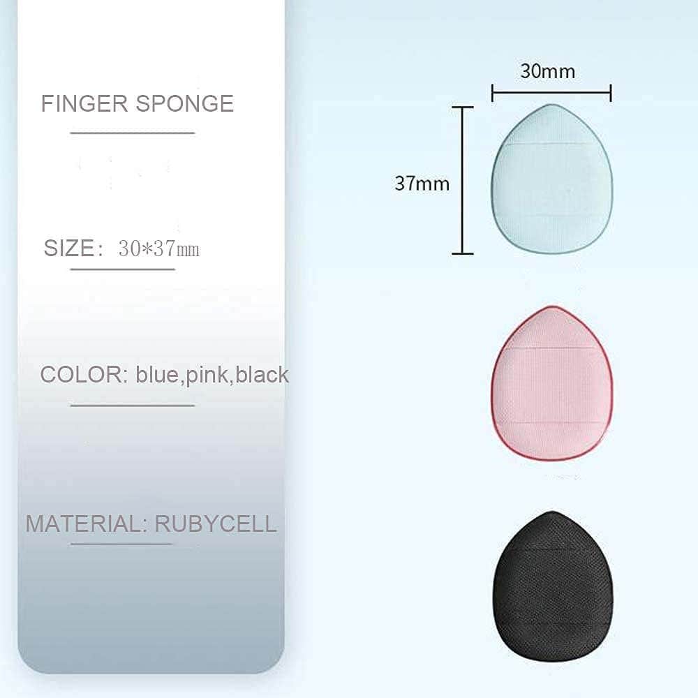 KIRA Mini Finger Powder Puff 4 pcs Finger Makeup finger beauty blender Sponges, Mini Soft Cosmetic Finger Puff, Perfect for Foundation, BB Cushion, Cream, Concealer