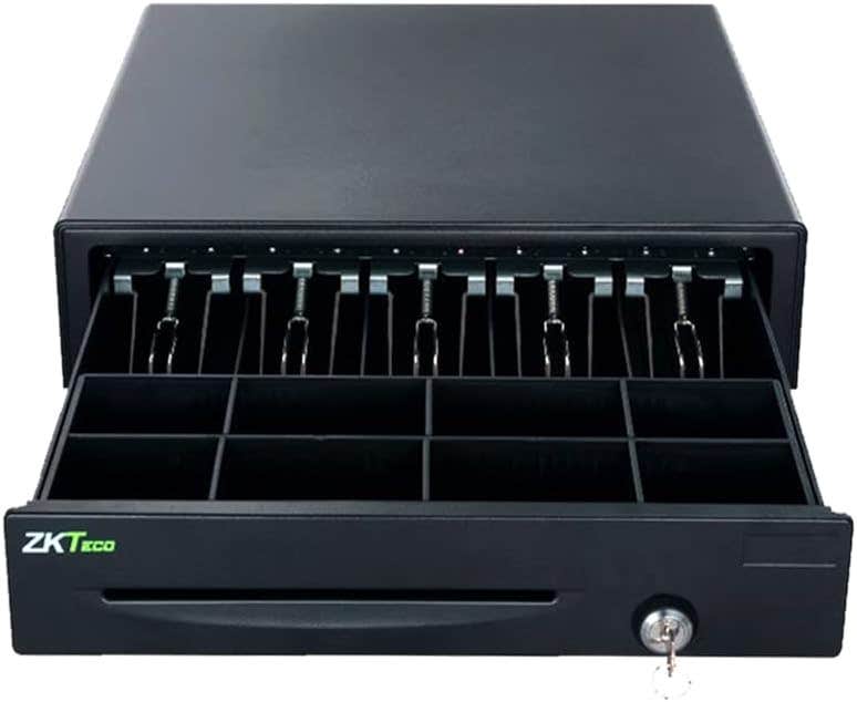 ZKTeco ZKT eco Cash Drawer, Metallic with 8 Coin Slots and 5 Banknotes ZKC0508, Compatible with Printers and Point of Sale (POS) Systems, RJ11 12V Interface