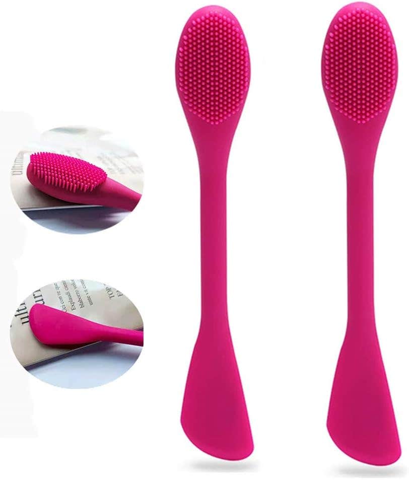 Face Brush and Soft Manual Silicone Facial Cleansing Brush,2 Pcs 2-IN-1 Mild Face Wash Scrubber, Facial Applicator Brushes for Applying Facial or DIY Makeup Tool