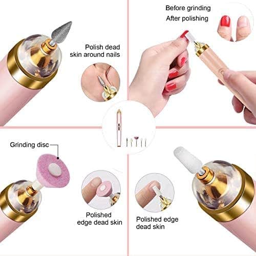 POMME Electric Nail File Set with 5 Heads - USB Charging, Low Noise & Heat