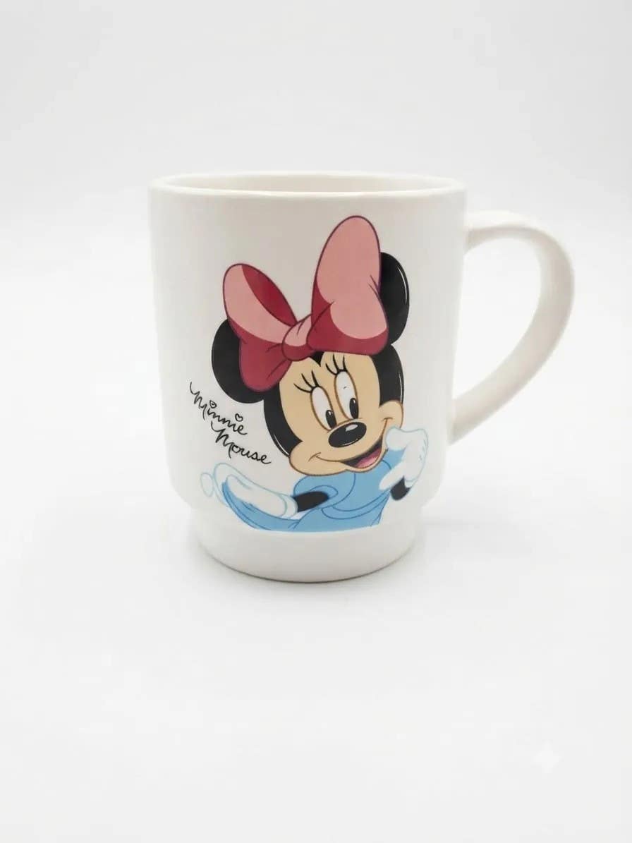 Elegant White Porcelain Mug with Mickey Mouse Design, 240ml